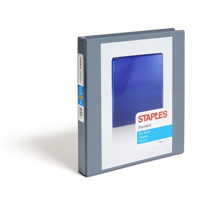 Staples Standard 1" 3-Ring View Binder Grey (58652) 53101