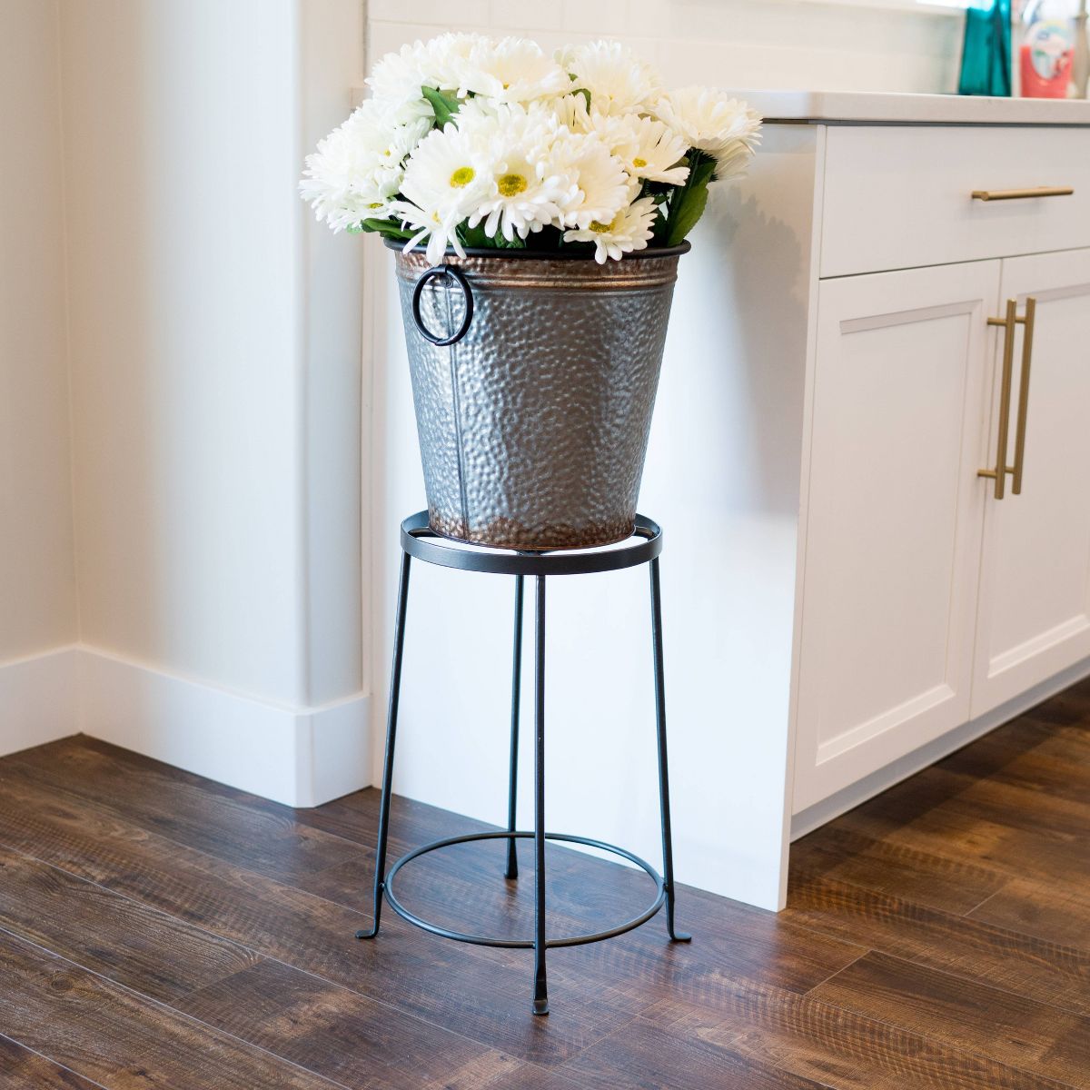 Indoor/Outdoor Diamond Shaped Argyle Iron Plant Stand Roman Bronze - Achla Designs - thumbnail 6