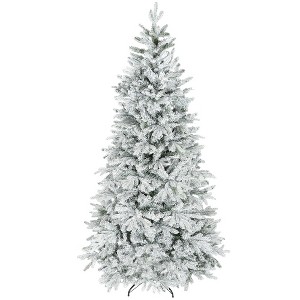 Whisen 7.5FT Snow Christmas Tree with 1762 Dense Snow-Flocked Branches, Flame-Retardant, Stable Metal Stand - 1 of 4