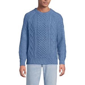 Lands' End Men's Cotton Blend Aran Cable Crew Neck Sweater - 1 of 3