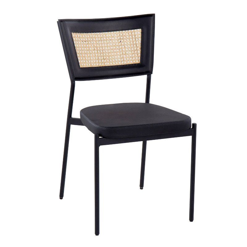 Set of 2 Rattan Tania Dining Chairs Black/Rattan - LumiSource, 3 of 10