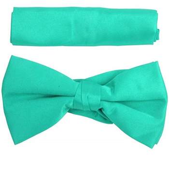 New Boy's Solid Pre Tied Bow Tie and Hanky Set