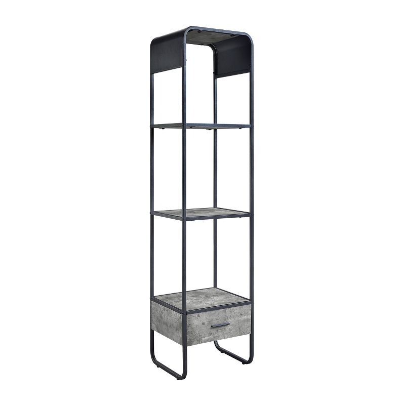 16&#34; Raziela Media Storage Rack Carts Concrete Gray and Black Finish - Acme Furniture, 4 of 7