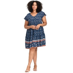 Avenue Women's Plus Size Unwind Tiers Dress - 1 of 4
