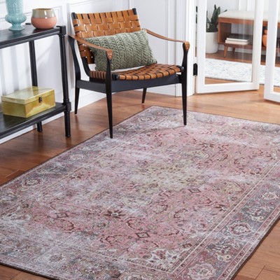 Tucson 6' x 6' Pink/Beige Synthetic Washable Area Rug