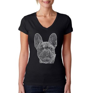 LA Pop Art Women's Word Art V-Neck T-Shirt - French Bulldog - 1 of 4