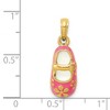Black Bow Jewelry 14k Yellow Gold and Enamel Pink Baby Shoe Pendant, 7 x 22mm - 4 of 4