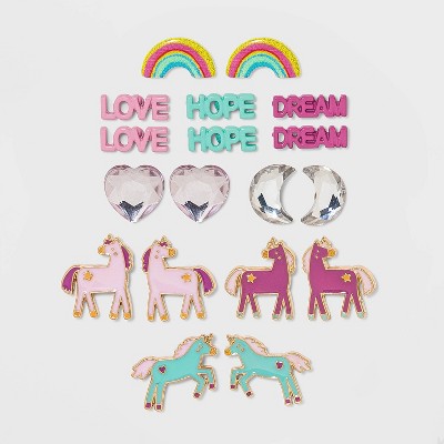 Girls' 9pk Unicorn and Rainbow Earrings - Cat & Jack™
