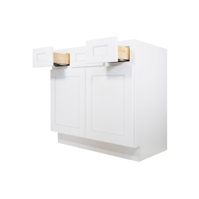 HOMLUX Easy-DIY 2-Drawer Ready to Assemble Bath Vanity Cabinet without Top in Shaker White