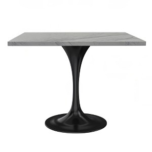 LeisureMod Verve 36" Square Dining Table - Modern Resin Top with Black Steel Pedestal Base Accent Table for Contemporary Dining and Kitchen Room - 1 of 4