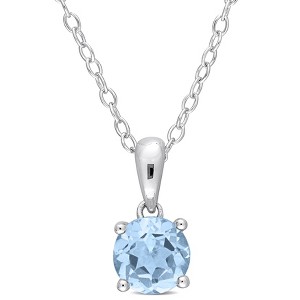 EVERLY JEWELRY | Sterling Silver 1 CT TGW Sky Blue Topaz Solitaire Heart Design Pendant with Chain - 18 in - 1 of 4