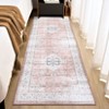 Faux Wool Boho Vintage Floral Printed Area Rug Ultra Thin Low Pile, Machine Washable Stain Resistant  Non Slip Non Shedding Pet Friendly Floor Rug - 2 of 4