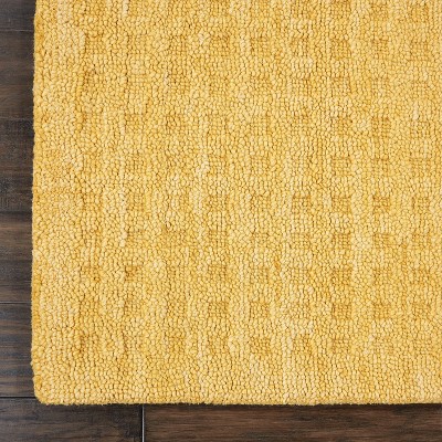 Handmade Gold Rectangular Wool Area Rug 45" x 7"