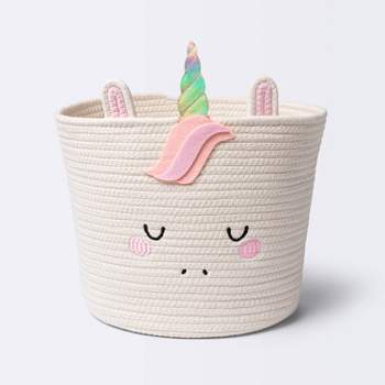Coiled Rope Medium Round Storage Decorative Basket - Unicorn - Cloud Island™