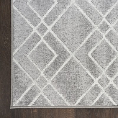 Modern Geometric Silver Synthetic 8' x 10' Easy-Care Rug