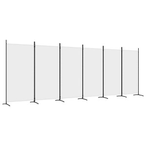 vidaXL Fabric Room Divider - 6-Panel White Screen with Easy Foldable Design for Space Flexibility and Privacy - 1 of 4
