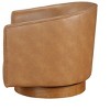 GDFStudio Halden Faux Leather Upholstered Barrel Swivel Chair with Wood Base - 4 of 4