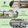 BAOURE 64.9"H Outdoor Potting Bench with Stainless Steel Top, Solid Wood Kitchen Island with Upper Hutch, Lockable Wheels - Grey Blue - 3 of 4