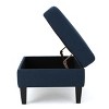 Modern Fabric Upholstered Storage Ottoman with Birch Wood Legs-Christopher Knight Home - 2 of 4
