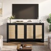 COZONY Four-Door Storage Cabinet, Natural Rattan Sideboard with Woven Front for Living Room Dining Room Entryway - 4 of 4
