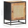 vidaXL Bedside Cabinet 15.7"x11.8"x19.7" Rough Mango Wood and Natural Cane - 4 of 4
