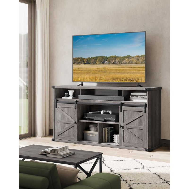 VASAGLE TV Stand for TVs up to 65 Inches, Farmhouse Entertainment Center with Sliding Barn Doors, TV Console Table, 3 of 10