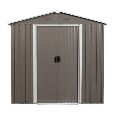 NicBex Metal Outdoor Storage Shed with Lockable Doors and Air Vent for Backyard Garden,Patio,Gray