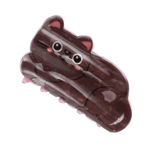 Unique Bargains Women's Fashion Cute Cat Hair Clips 3.35"x2.17"x1.89" Brown 1 Pc - 1 of 3