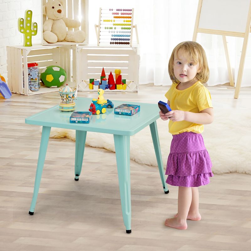 Costway Kids Steel 27'' Square Table Children Play Learn Activity Table Indoor Outdoor, 2 of 11