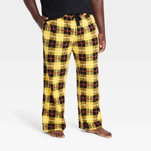 Microfleece Mens Plaid Pajama Pants with Pockets (Red Buffalo Plaid, Large)  