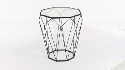 Elegant Geometric Round Metal & Glass Mirrored Accent Table