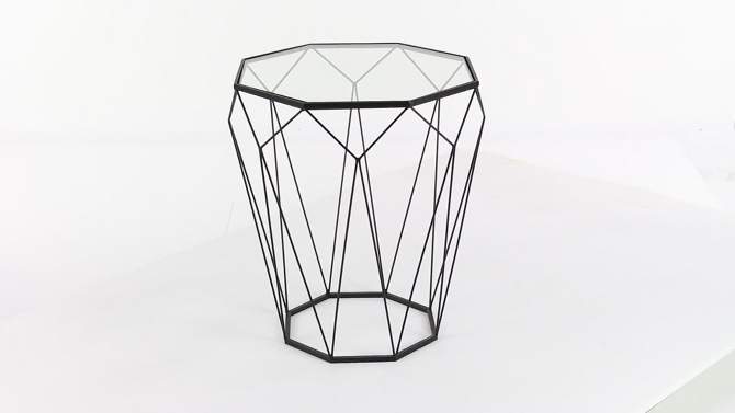 Metal and Glass Octagonal Side Table Dark Gray - Olivia & May, 2 of 6, play video