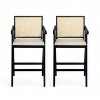 TOAOTBNBOB Wood Bar Chair with Cane Plastic Backrest, Comfortable Bar Stools with Soft Cushion, Modern Barstools for Kitchen Island - 2 of 4