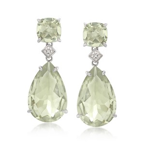 Ross-Simons 21.60 ct. t.w. Prasiolite Drop Earrings With Diamond Accents in Sterling Silver - 1 of 3