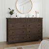6 Drawer Dresser for Bedroom, Wooden Chest of Drawers, Fluted TV Stand Storage Organizer, Walnut Finish - 2 of 4