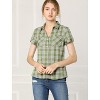 INSPIRE CHIC Women's Classic Short Sleeve Button Down Plaid Shirt - 3 of 4