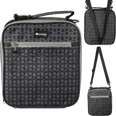 Bentology Convertible Soft Black Checker Insulated Durable Lunch Bag- Zippered Outer Pocket - Adjustable Straps Convert to Backpack - For Kids
