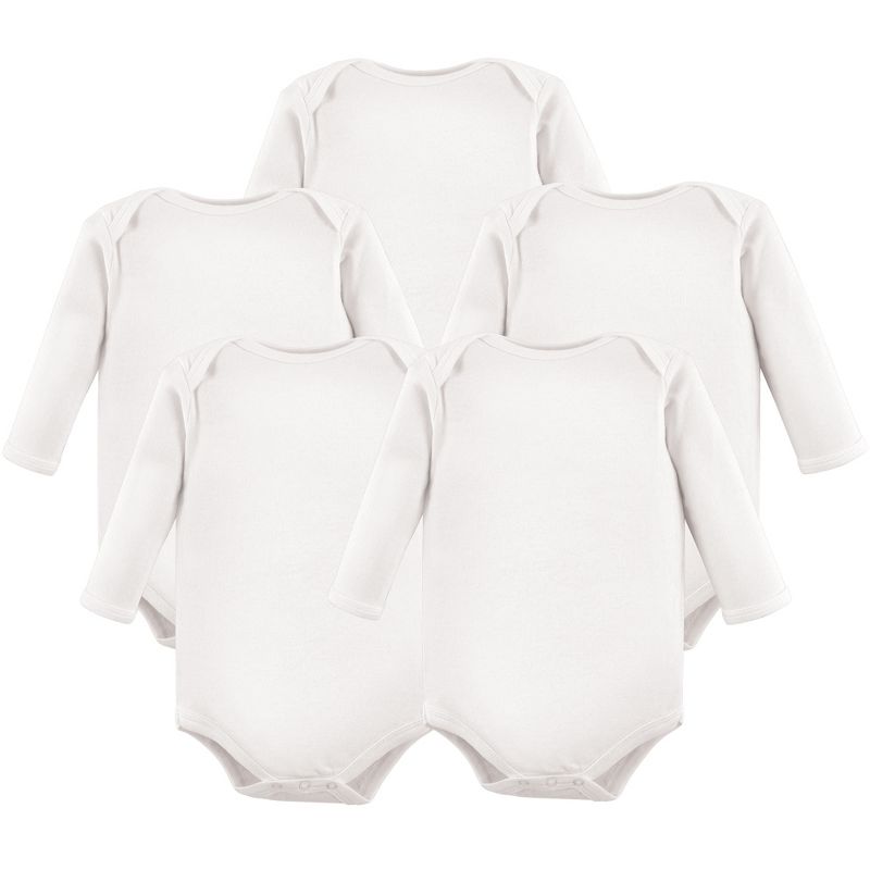 Luvable Friends Cotton Long-Sleeve Bodysuits 5pk, White, 1 of 3
