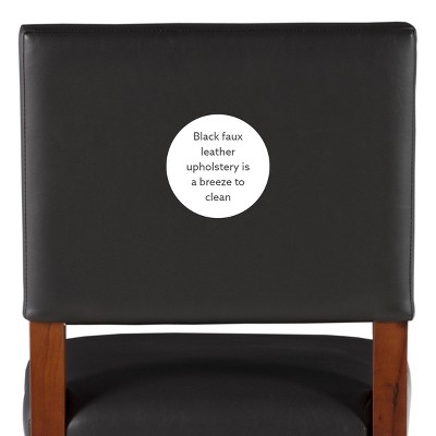 Sapele Finish 24" Brook Counter Stool with Black Leather Cushion