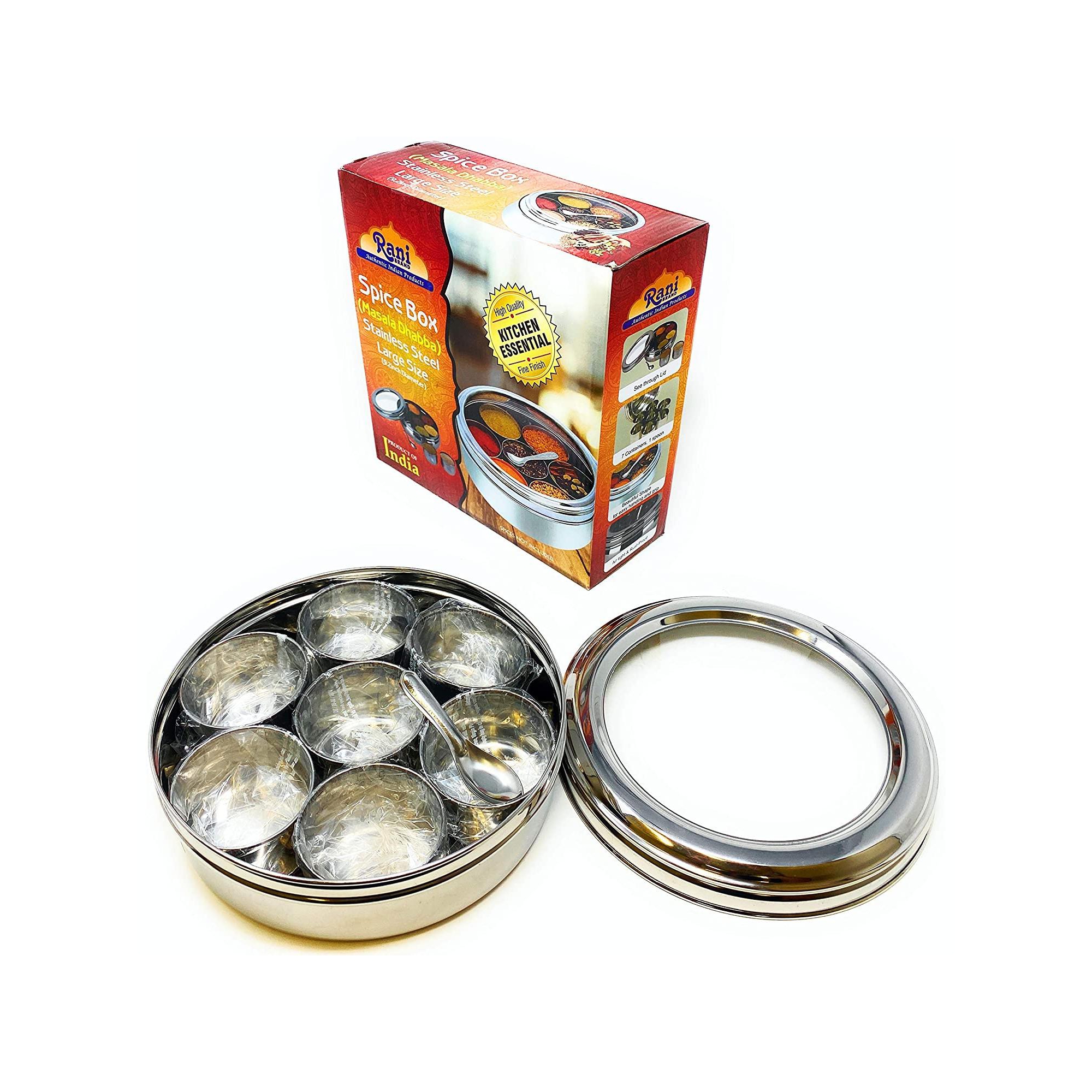 Spice Box Stainless Steel Transparent Round Storage For Spices - Rani Brand Authentic Indian Products