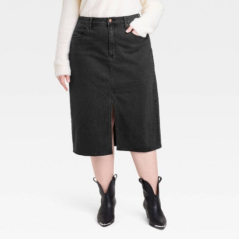 Womens high waisted on sale black denim skirt