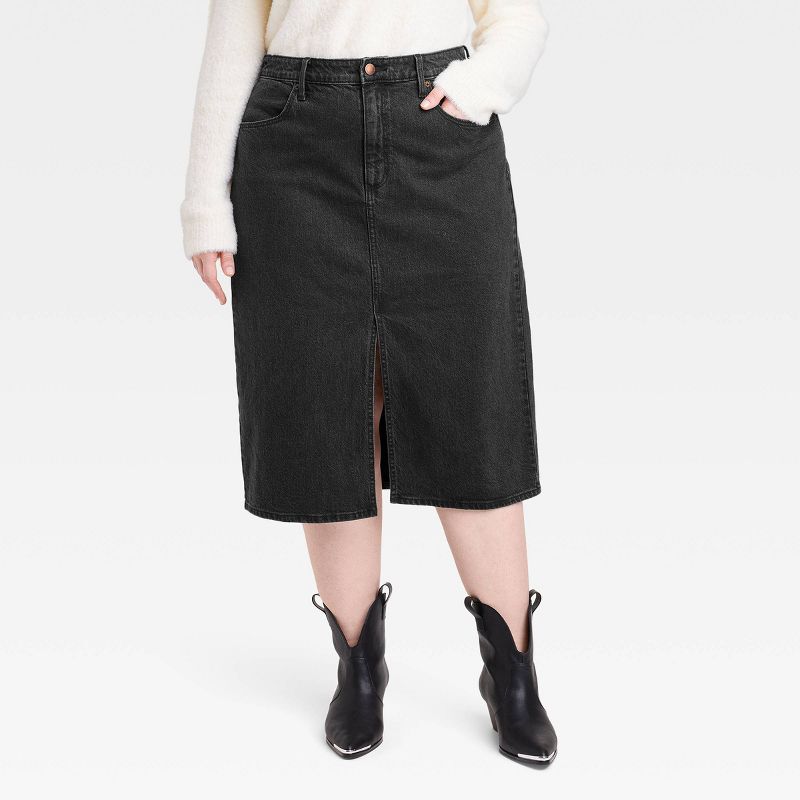 Women's High-Rise Denim Midi Skirt - Universal Thread™, 1 of 11