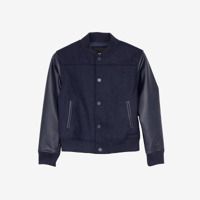 X RAY Boy's Wool Varsity Bomber Jacket With Grainy PU Sleevees