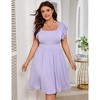Whizmax Women Plus Size Midi Dress Short Ruffle Sleeves High Waist Casual Summer Dress with Pockets - 2 of 4