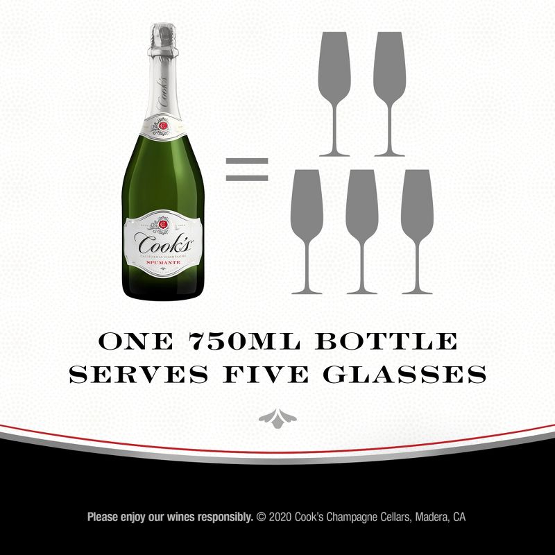 Cook&#39;s California Champagne Spumante White Sparkling Wine - 750ml Bottle, 4 of 10