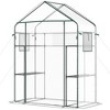 Outsunny 56" x 29" x 77" Walk-in Greenhouse Kit, Portable Green House with 3 Tier Shleves, Roll-Up Door, PE Cover for Backyard Garden - image 4 of 4