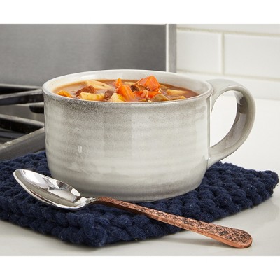 tag Stinson Collection Gray Stoneware Dishwasher Safe Soup Mug 20 oz.