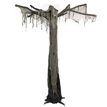 Northlight 7.5' Standing Ghost Tree Halloween Decoration - Black/Gray