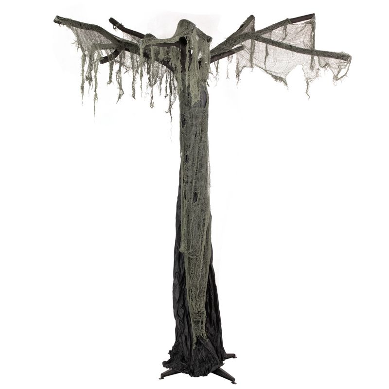 Northlight 7.5' Standing Ghost Tree Halloween Decoration - Black/Gray, 1 of 5