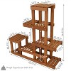 Sunnydaze Indoor/Outdoor Meranti Wood with Teak Oil Finish 7-Tiered Succulent Flower Plant Stand Display Shelf - 36" - Brown - 3 of 4